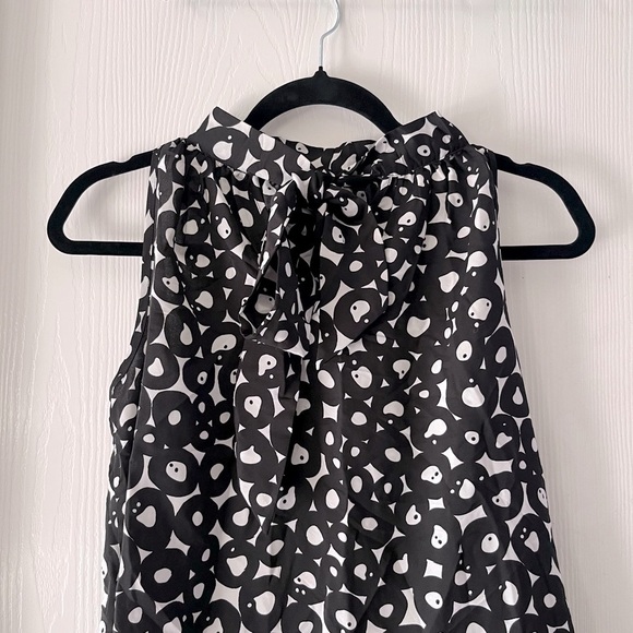 Max Studio Sheer Black and White Patterned Halter Blouse - Picture 5 of 8